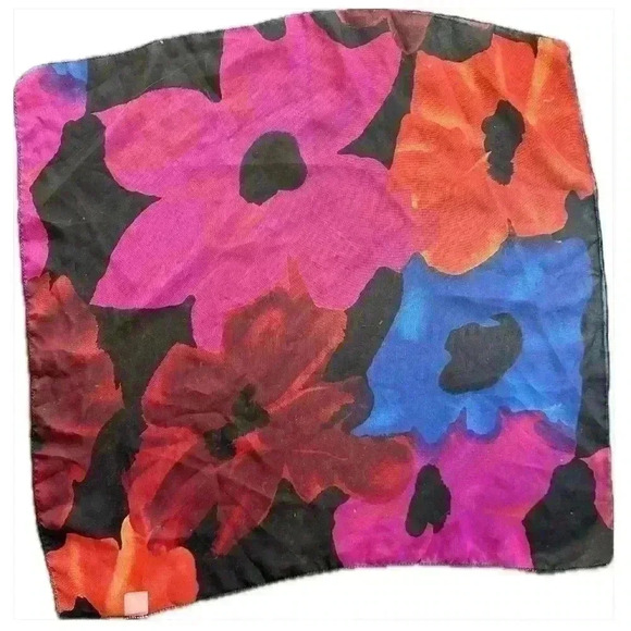 Vintage Handkerchief Colorful Floral Print (4) - Picture 1 of 5